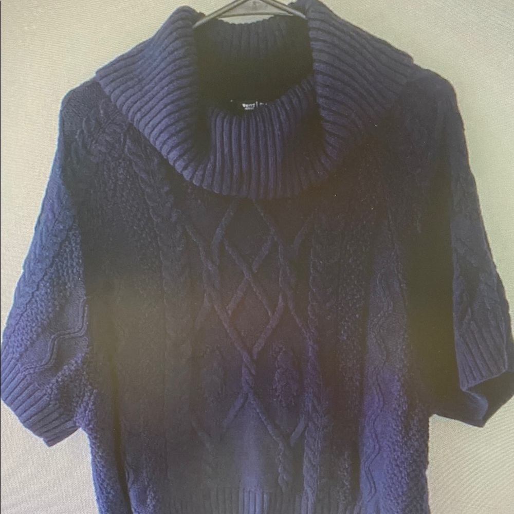 White House Black Market Navy Cable Turtleneck Sweater